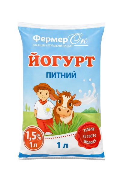Йогурт (без наповнювача) 1,5% жиру 1000 г ТМ ФермерОк